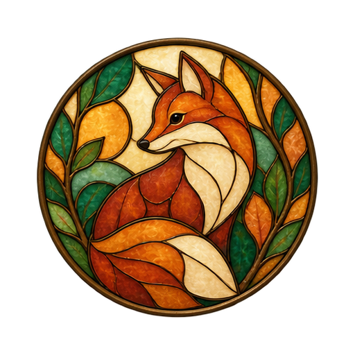 Red fox stained-glass design from Tiny Glassworks