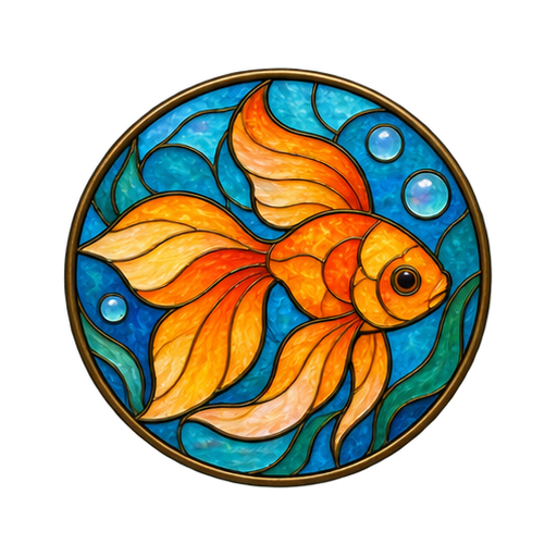 Goldfish stained-glass design from Tiny Glassworks
