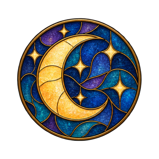 Crescent moon stained-glass design from Tiny Glassworks